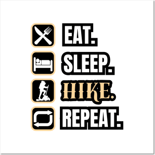 Eat Sleep Hike Repeat Posters and Art